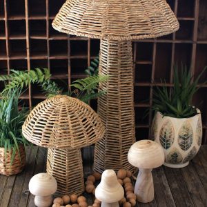 woven seagrass mushrooms
