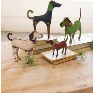 metal dog sculptures